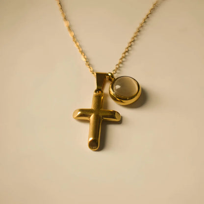 Wholesale Jewelry Simple Style Cross 304 Stainless Steel Plating Pendant Necklace