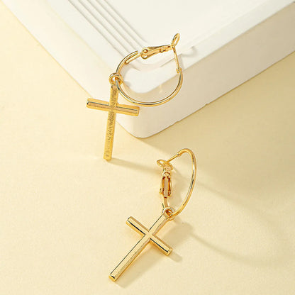 1 Pair Simple Style Cross Plating Alloy Gold Plated Drop Earrings