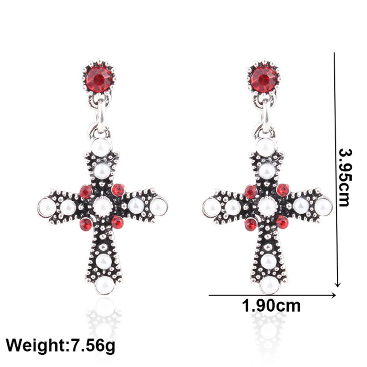 Wholesale Jewelry Simple Style Cross Alloy Gold Plated Plating Hollow Out Inlay Drop Earrings