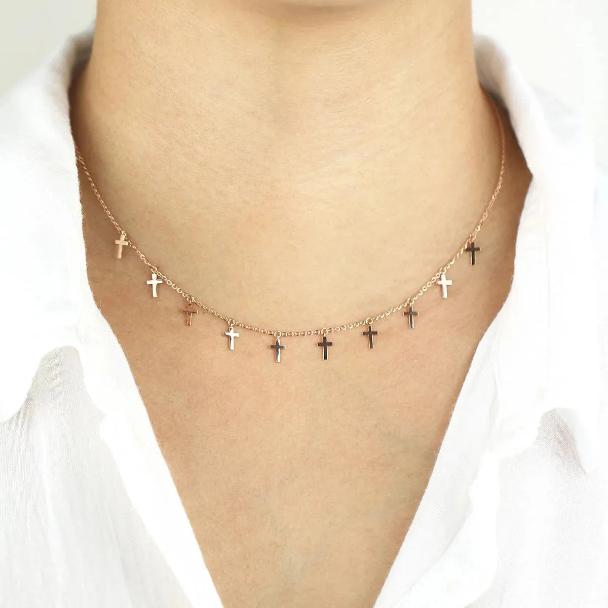 Wholesale Jewelry Simple Style Cross Alloy Necklace