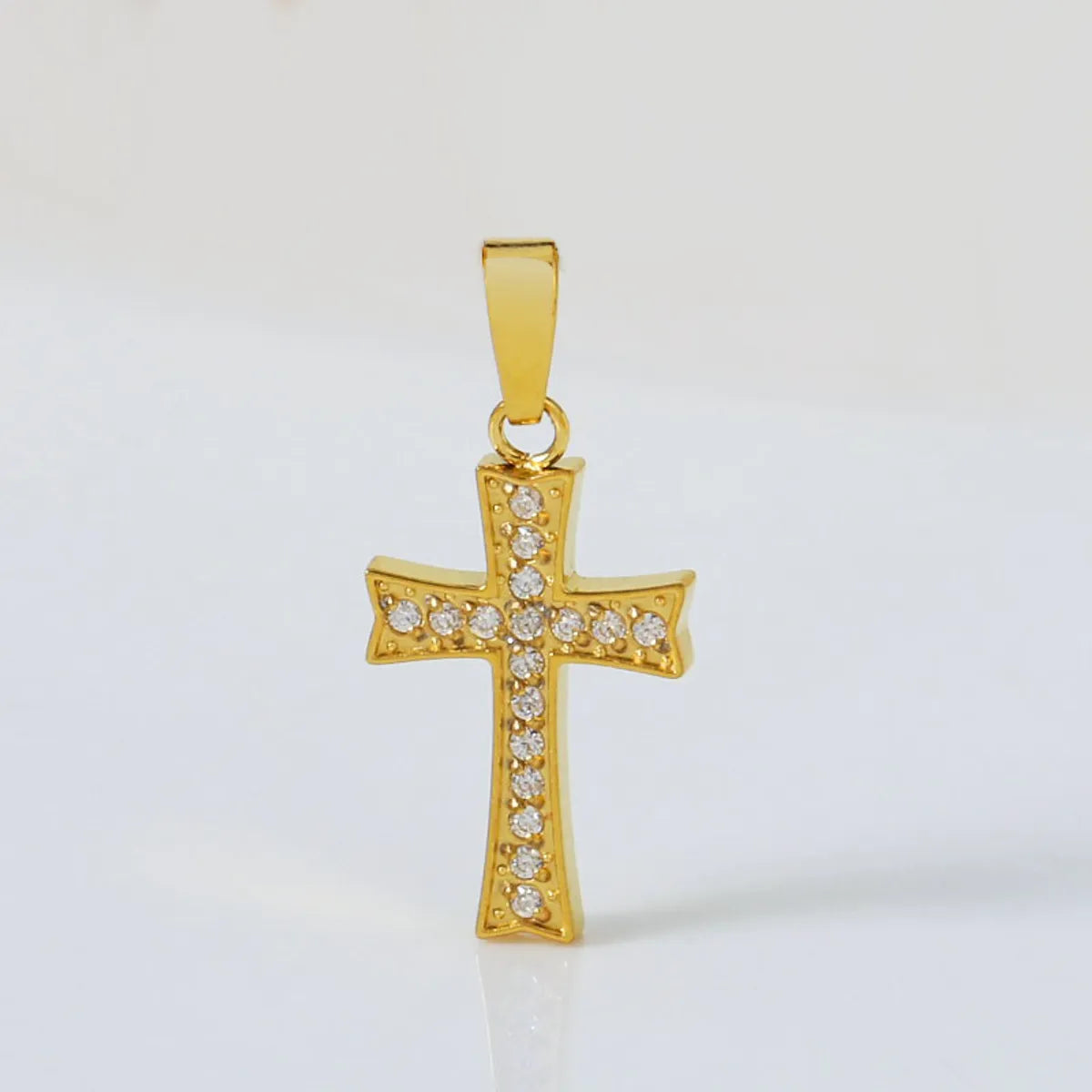 Wholesale Jewelry Simple Style Cross Titanium Steel Zircon 18K Gold Plated Plating