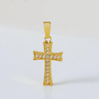 Wholesale Jewelry Simple Style Cross Titanium Steel Zircon 18K Gold Plated Plating