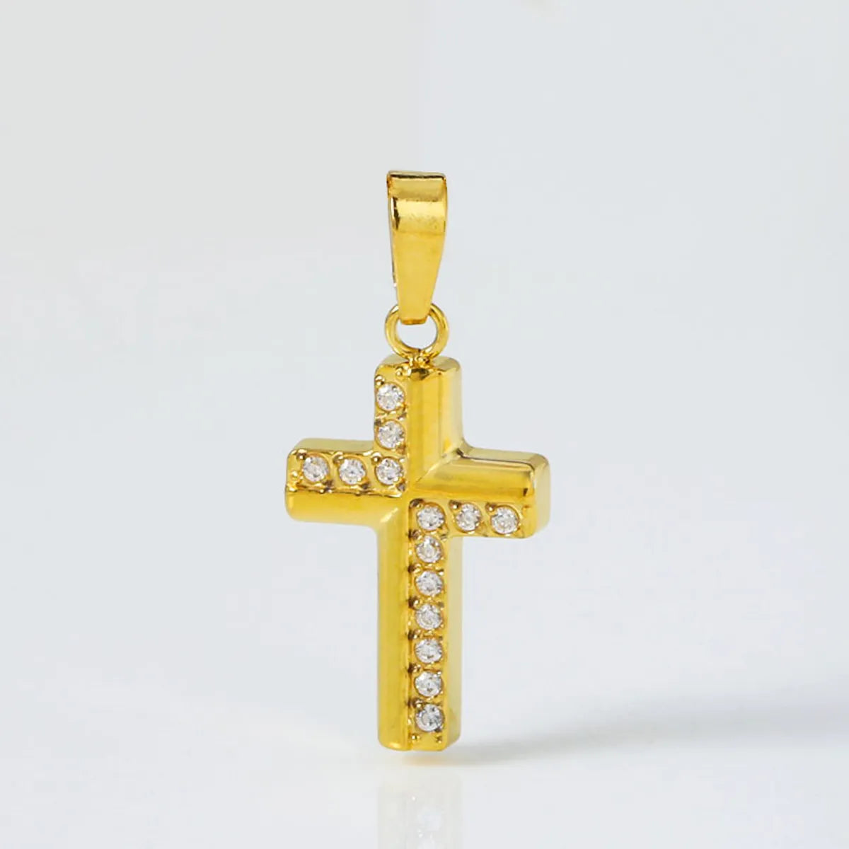 Wholesale Jewelry Simple Style Cross Titanium Steel Zircon 18K Gold Plated Plating