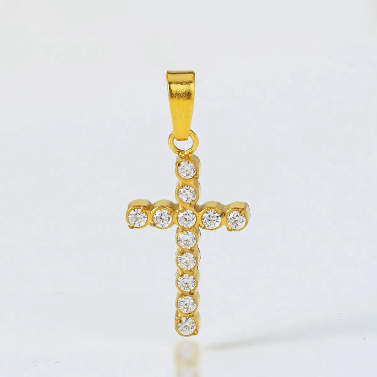 Wholesale Jewelry Simple Style Cross Titanium Steel Zircon 18K Gold Plated Plating