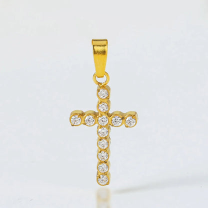 Wholesale Jewelry Simple Style Cross Titanium Steel Zircon 18K Gold Plated Plating