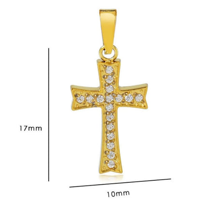 Wholesale Jewelry Simple Style Cross Titanium Steel Zircon 18K Gold Plated Plating