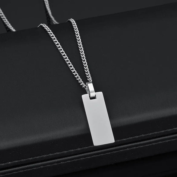 Wholesale Jewelry Simple Style Customization Laser Engraving Solid Color Titanium Steel Plating Cable Chain Pendant Necklace