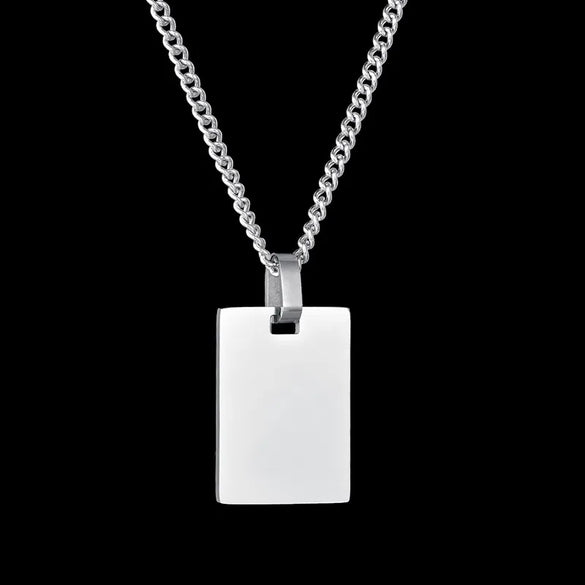 Wholesale Jewelry Simple Style Customization Laser Engraving Solid Color Titanium Steel Plating Cable Chain Pendant Necklace