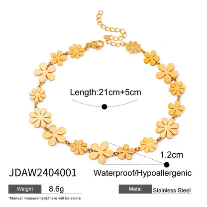 Wholesale Jewelry Simple Style Daisy 304 Stainless Steel 18K Gold Plated Anklet