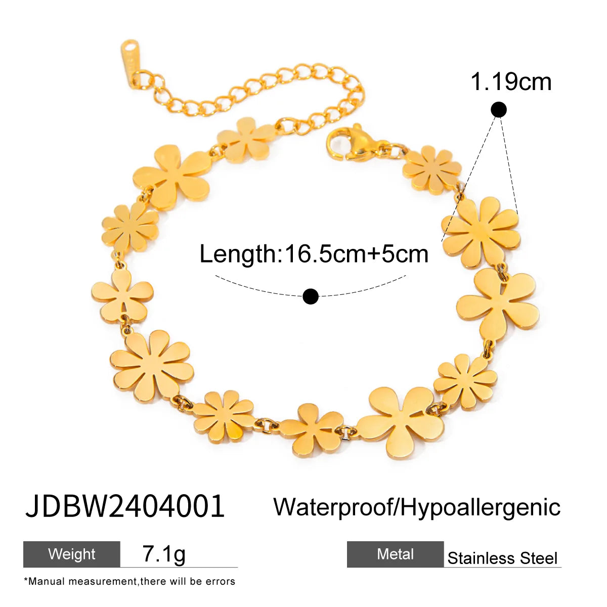 Wholesale Jewelry Simple Style Daisy 304 Stainless Steel 18K Gold Plated Anklet