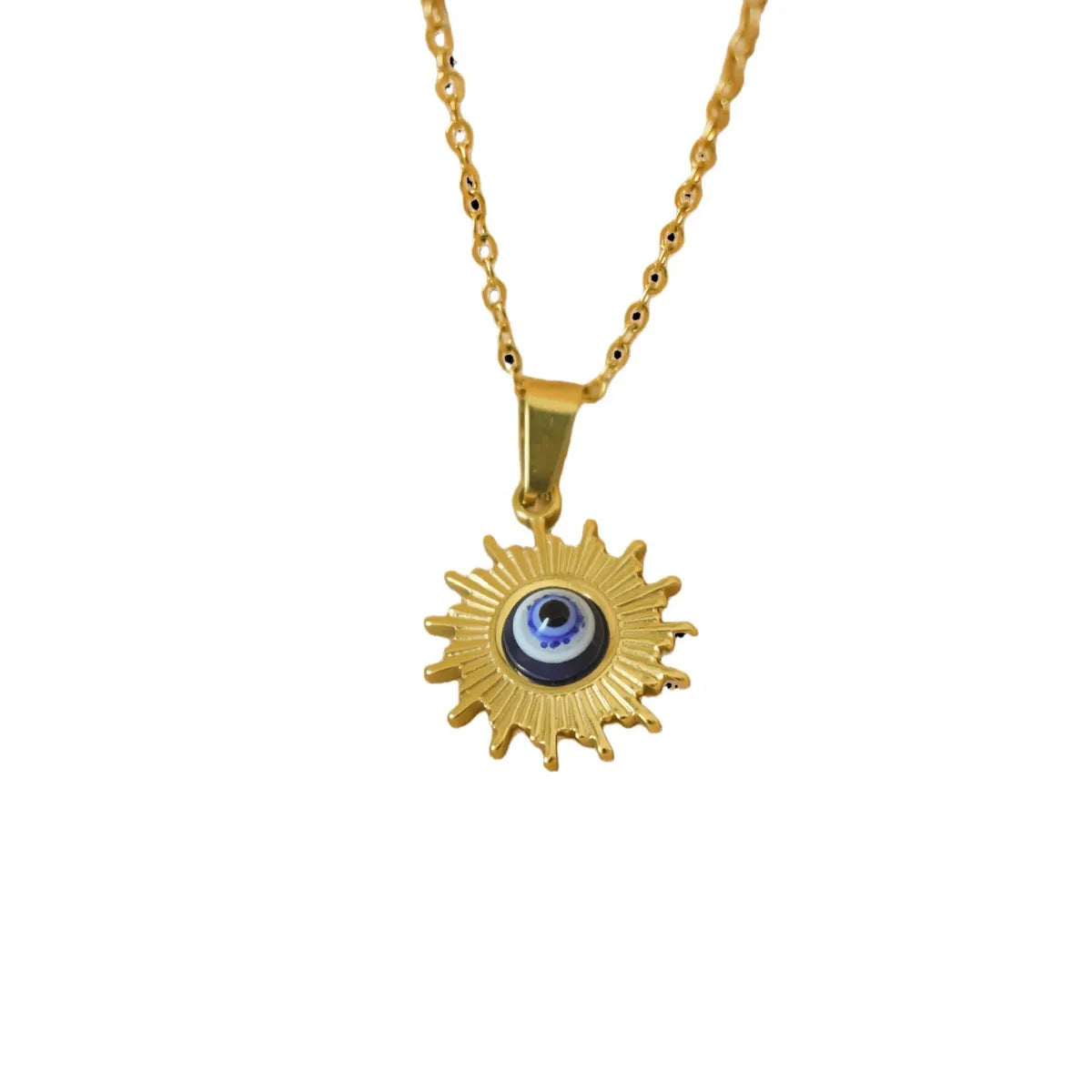 Wholesale Jewelry Simple Style Devil'S Eye 304 Stainless Steel Diamond Plating Pendant Necklace