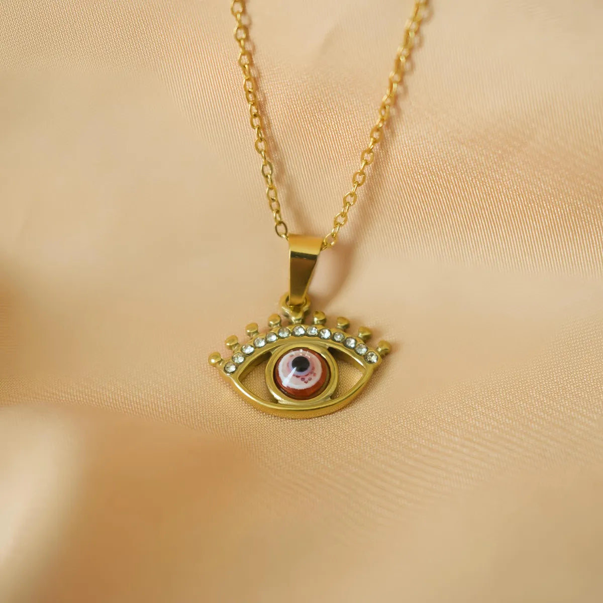 Wholesale Jewelry Simple Style Devil'S Eye 304 Stainless Steel Diamond Plating Pendant Necklace