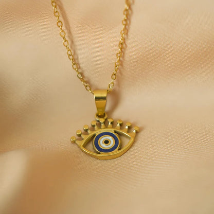 Wholesale Jewelry Simple Style Devil'S Eye 304 Stainless Steel Diamond Plating Pendant Necklace