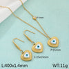 Wholesale Jewelry Simple Style Devil'S Eye 304 Stainless Steel Shell 18K Gold Plated Inlay Earrings Necklace Jewelry Set