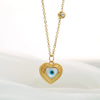 Wholesale Jewelry Simple Style Devil'S Eye 304 Stainless Steel Shell 18K Gold Plated Inlay Earrings Necklace Jewelry Set