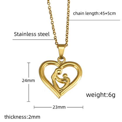 Wholesale Jewelry Simple Style Electrocardiogram Heart Shape Wings 304 Stainless Steel 18K Gold Plated Pendant Necklace