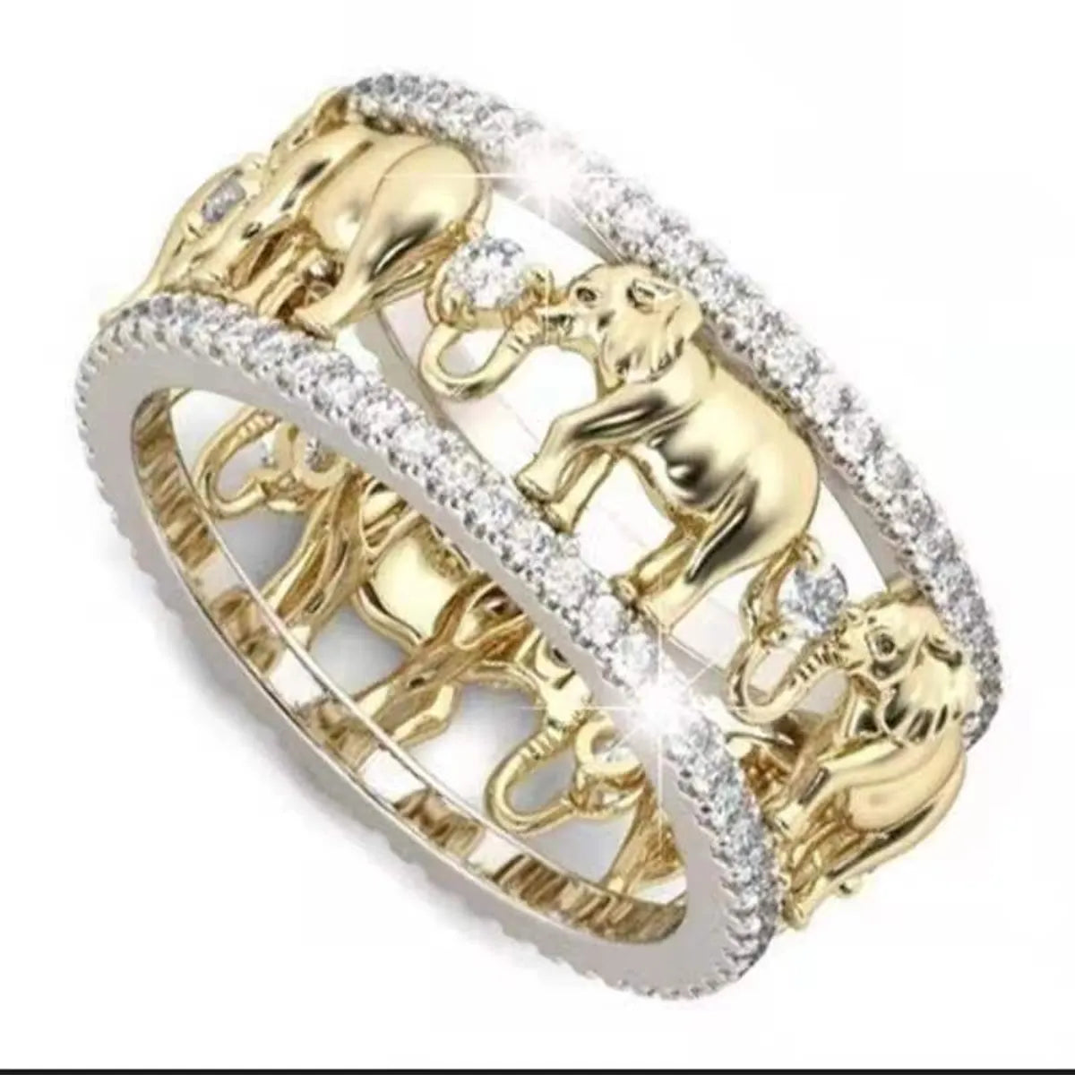 Wholesale Jewelry Simple Style Elephant Alloy Rhinestones Plating Inlay Rings