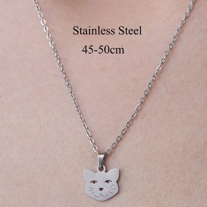 Wholesale Jewelry Simple Style Elephant Little Bear Dog 201 Stainless Steel Polishing Hollow Out Pendant Necklace