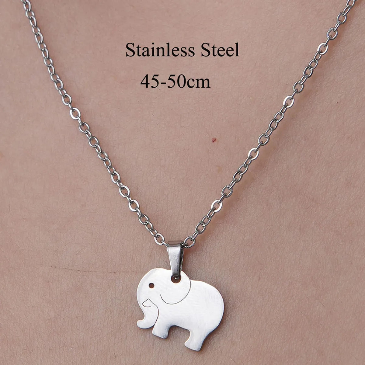 Wholesale Jewelry Simple Style Elephant Little Bear Dog 201 Stainless Steel Polishing Hollow Out Pendant Necklace