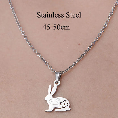 Wholesale Jewelry Simple Style Elephant Little Bear Dog 201 Stainless Steel Polishing Hollow Out Pendant Necklace