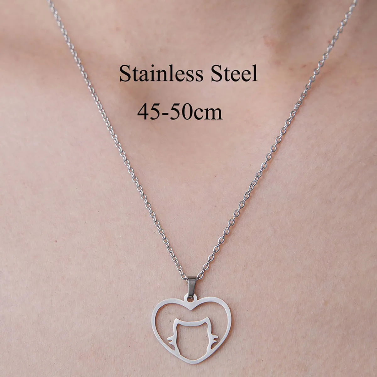 Wholesale Jewelry Simple Style Elephant Little Bear Dog 201 Stainless Steel Polishing Hollow Out Pendant Necklace