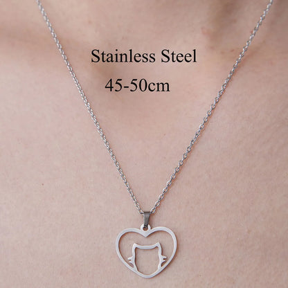 Wholesale Jewelry Simple Style Elephant Little Bear Dog 201 Stainless Steel Polishing Hollow Out Pendant Necklace