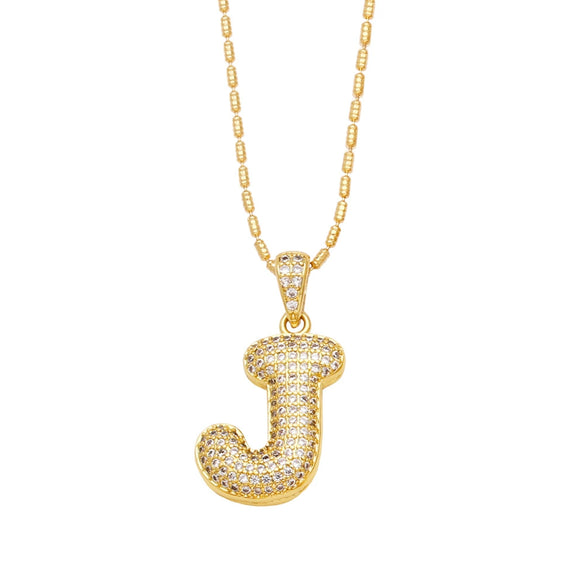 Wholesale Jewelry Simple Style English Letter Copper Pendant Ochain Necklace With Electroplating And Inlaid Zircon