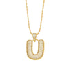 Wholesale Jewelry Simple Style English Letter Copper Pendant Ochain Necklace With Electroplating And Inlaid Zircon