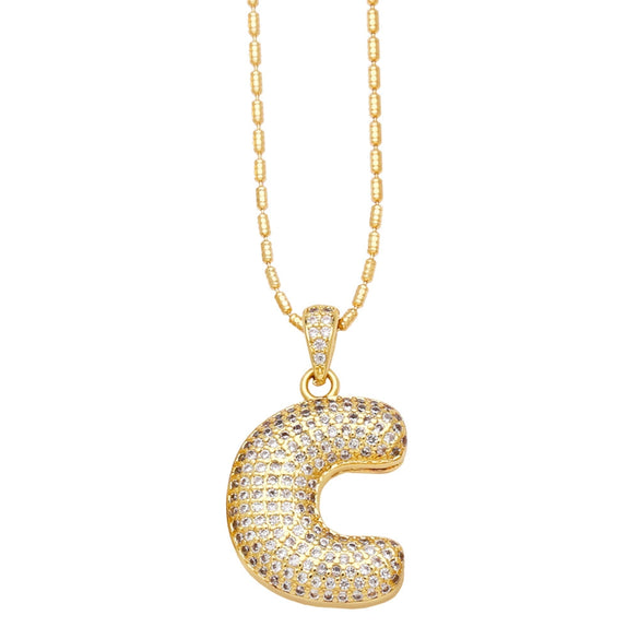 Wholesale Jewelry Simple Style English Letter Copper Pendant Ochain Necklace With Electroplating And Inlaid Zircon