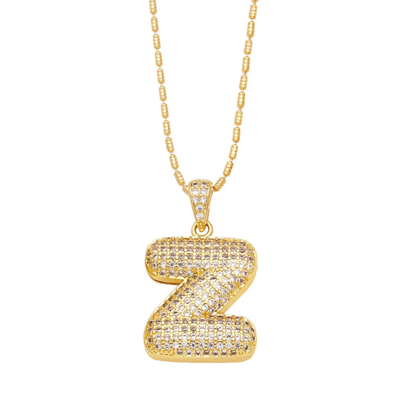 Wholesale Jewelry Simple Style English Letter Copper Pendant Ochain Necklace With Electroplating And Inlaid Zircon