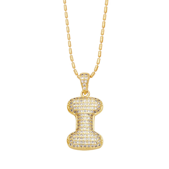 Wholesale Jewelry Simple Style English Letter Copper Pendant Ochain Necklace With Electroplating And Inlaid Zircon