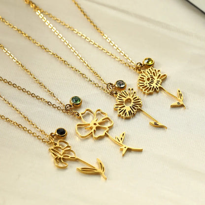 Wholesale Jewelry Simple Style Floral 304 Stainless Steel Plating Pendant Necklace