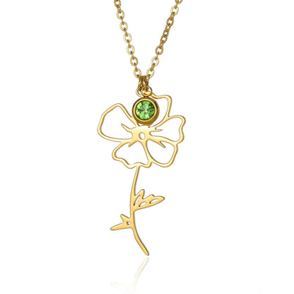 Wholesale Jewelry Simple Style Floral 304 Stainless Steel Plating Pendant Necklace