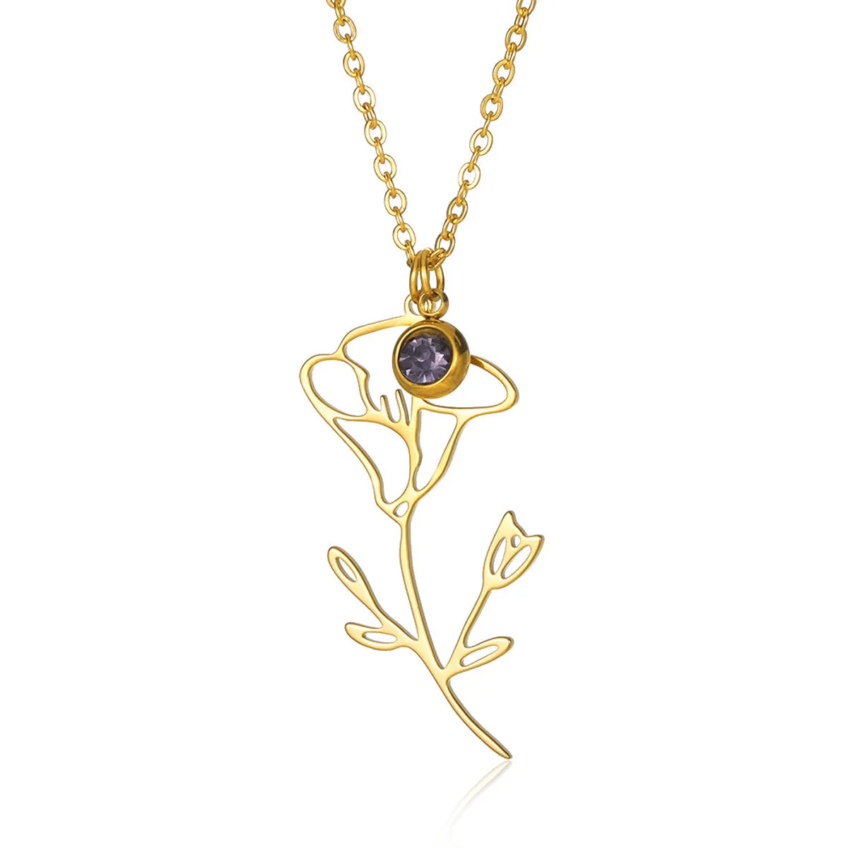 Wholesale Jewelry Simple Style Floral 304 Stainless Steel Plating Pendant Necklace