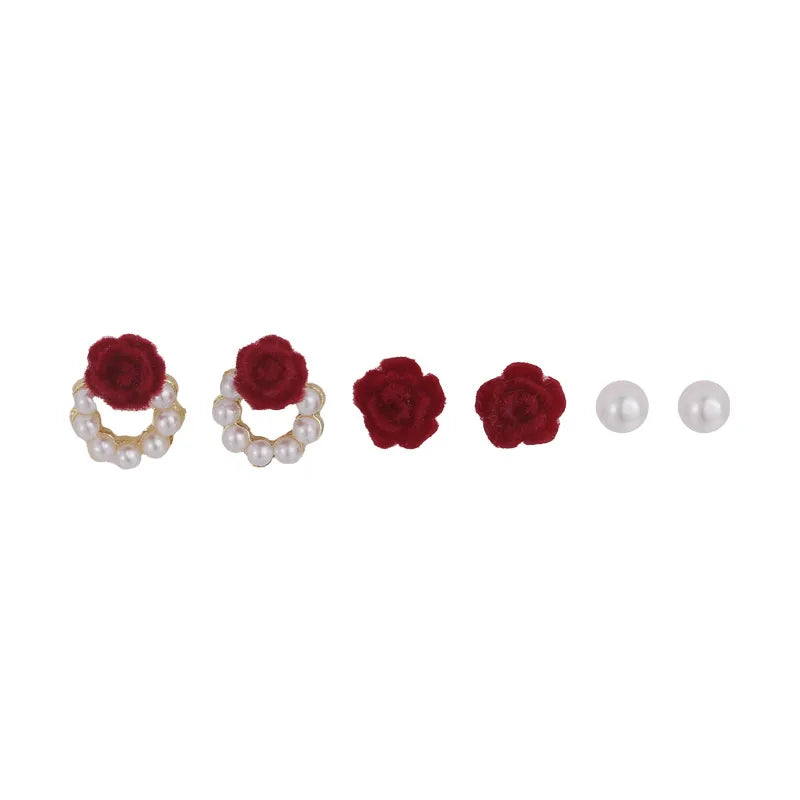 Wholesale Jewelry Simple Style Flower Alloy Pearl Inlay Earrings