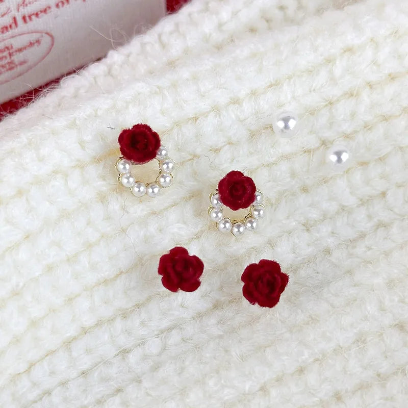 Wholesale Jewelry Simple Style Flower Alloy Pearl Inlay Earrings