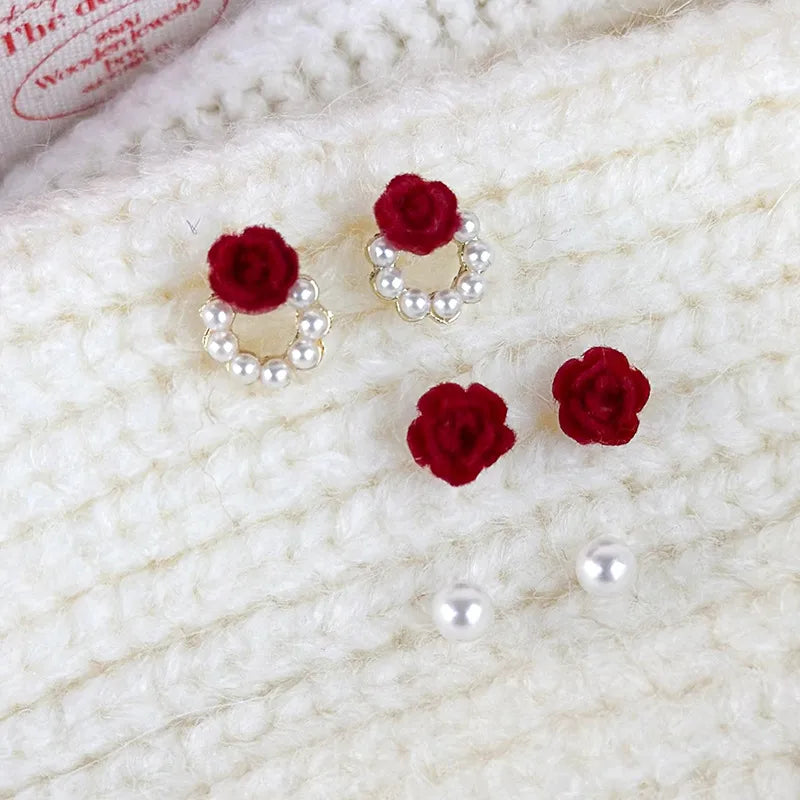 Wholesale Jewelry Simple Style Flower Alloy Pearl Inlay Earrings