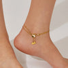 Wholesale Jewelry Simple Style Flower Butterfly 304 Stainless Steel Mother Shell Zircon Inlay Anklet
