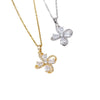 Wholesale Jewelry Simple Style Flower Copper O Word Chain Pendant Necklace With Electroplating