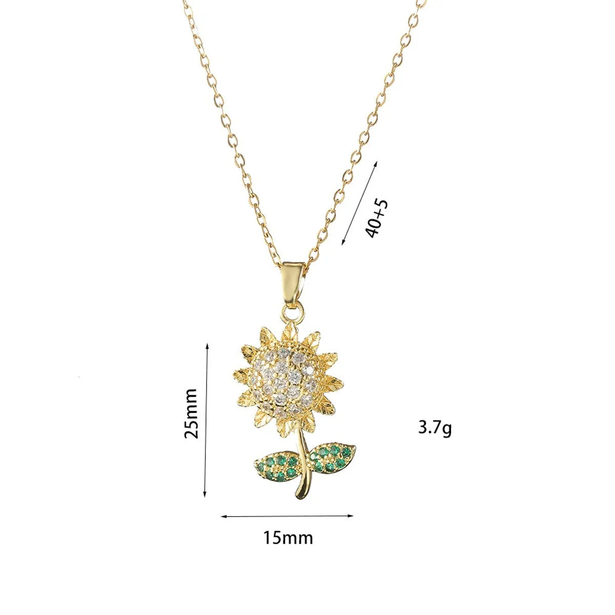 Wholesale Jewelry Simple Style Flower Titanium Steel Diamond Pendant Necklace