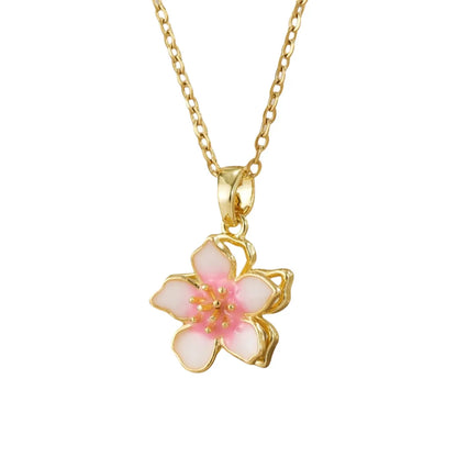 Wholesale Jewelry Simple Style Flower Titanium Steel Irregular Plating Pendant Necklace