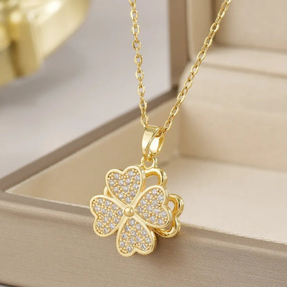 Wholesale Jewelry Simple Style Flower Titanium Steel Irregular Plating Pendant Necklace