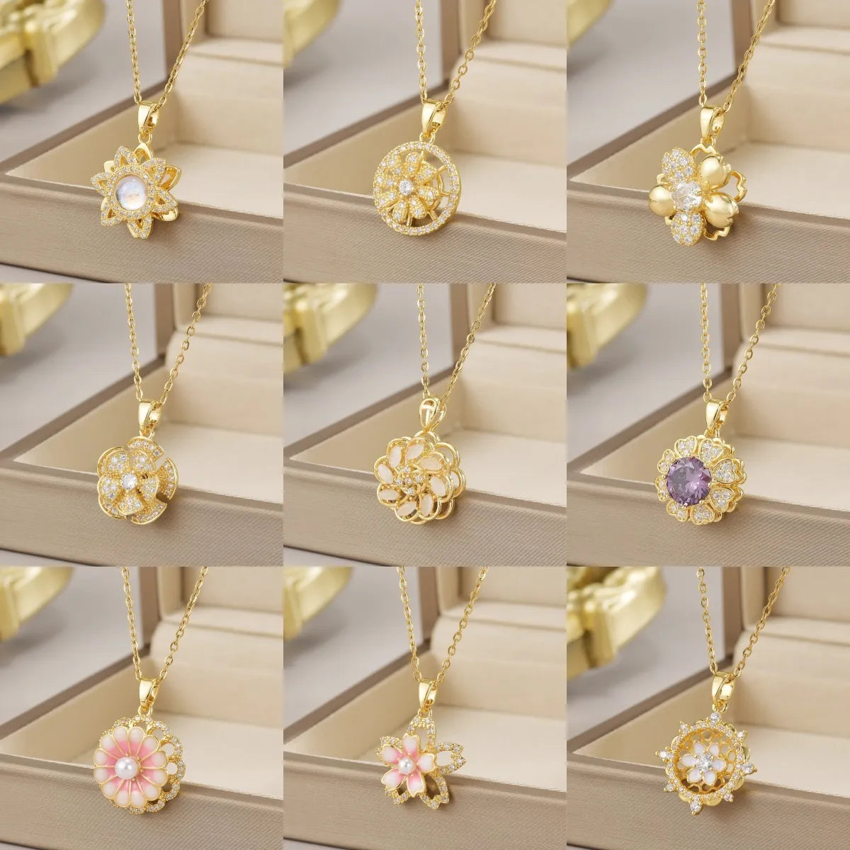 Wholesale Jewelry Simple Style Flower Titanium Steel Irregular Plating Pendant Necklace