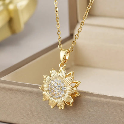 Wholesale Jewelry Simple Style Flower Titanium Steel Irregular Plating Pendant Necklace