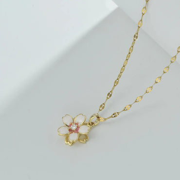 Wholesale Jewelry Simple Style Flower Titanium Steel Plating Pendant Necklace