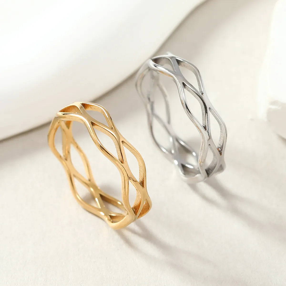 Wholesale Jewelry Simple Style Geometric 201 Stainless Steel Plating Rings