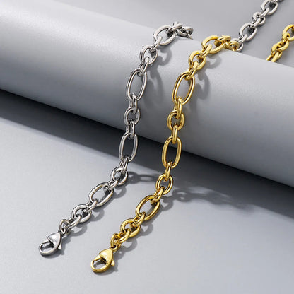 Wholesale Jewelry Simple Style Geometric 304 Stainless Steel 18K Gold Plated Bracelets Necklace