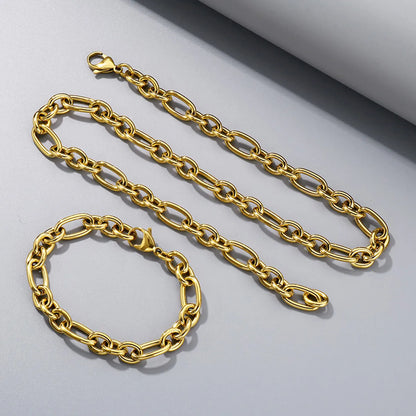 Wholesale Jewelry Simple Style Geometric 304 Stainless Steel 18K Gold Plated Bracelets Necklace