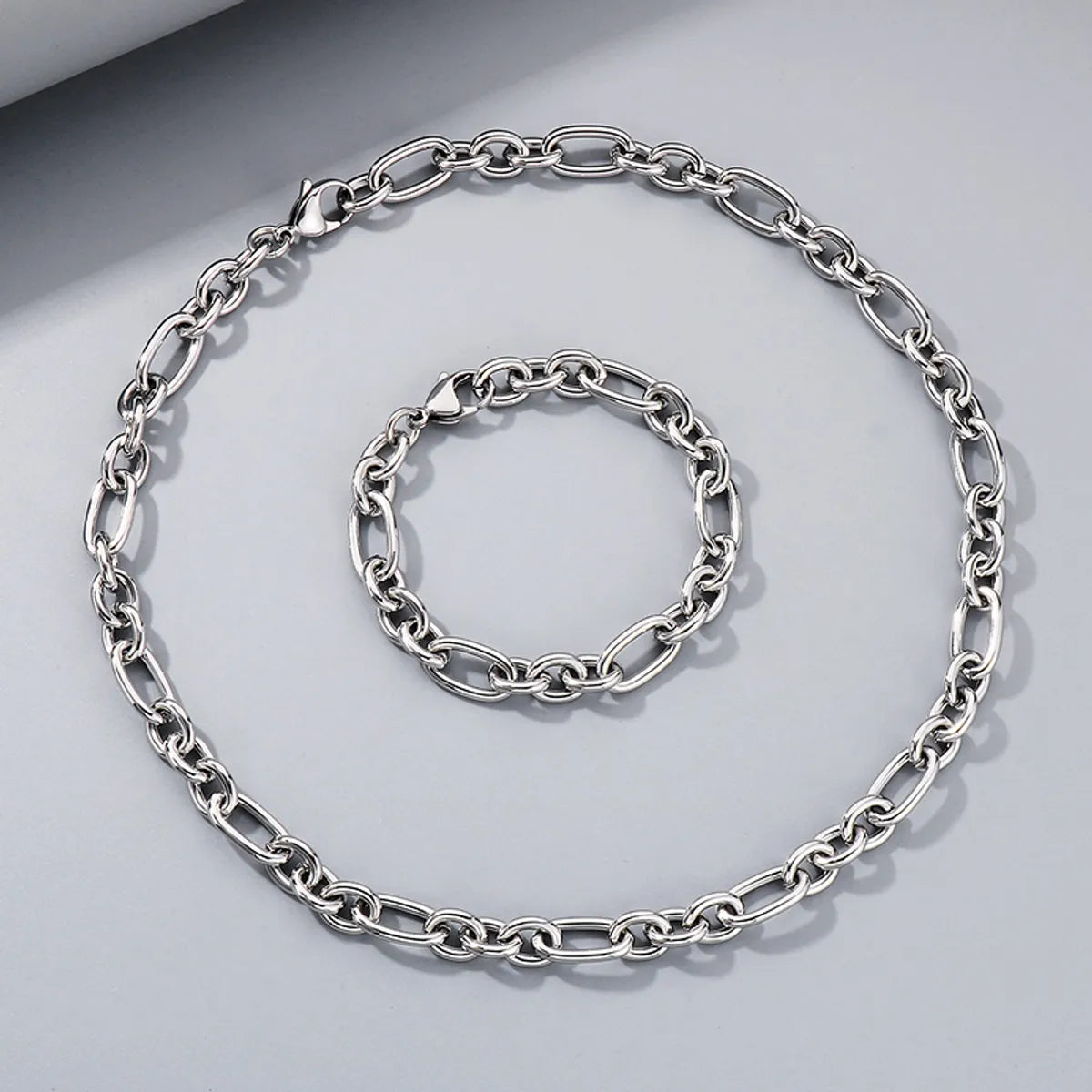 Wholesale Jewelry Simple Style Geometric 304 Stainless Steel 18K Gold Plated Bracelets Necklace