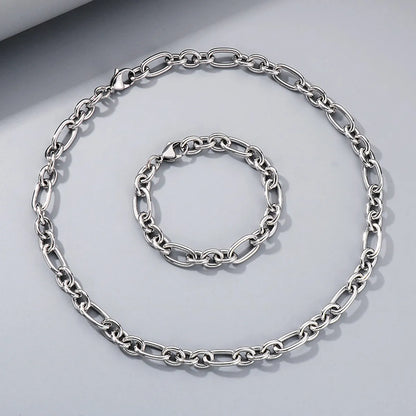 Wholesale Jewelry Simple Style Geometric 304 Stainless Steel 18K Gold Plated Bracelets Necklace